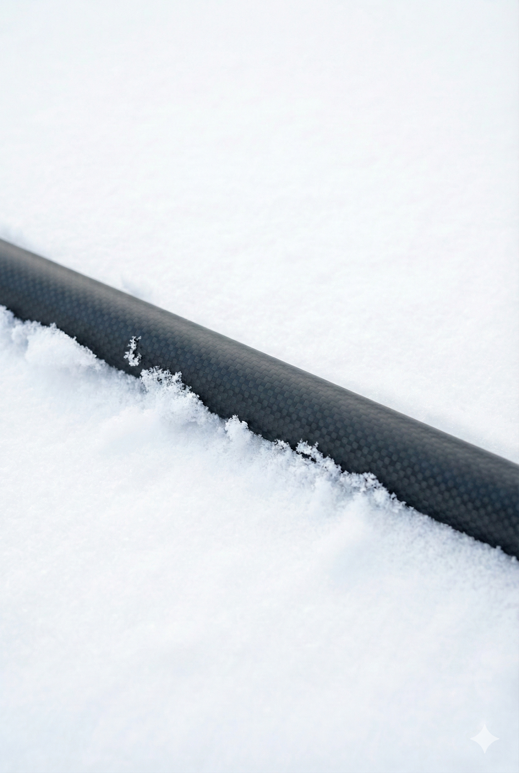 T700 Carbon fiber ski pole shaft in pristine Nordic snow